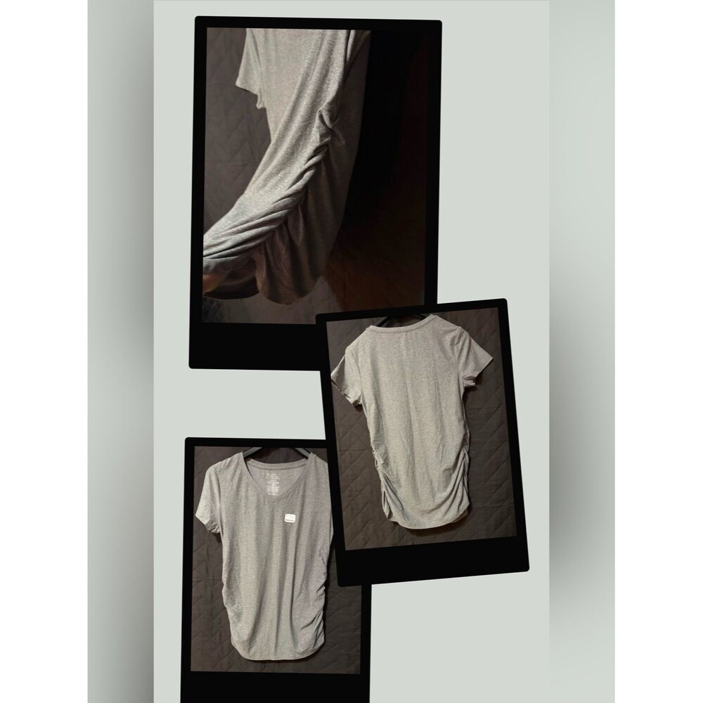 NWT Time and Tru Gray Maternity V-Neck Short Sleeve Tee #2009